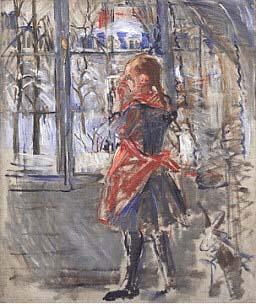Berthe Morisot L Enfant au Tablier Rouge, a sketch Norge oil painting art